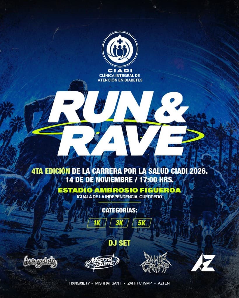 Run & Rave: 4.ª carrera por la salud · Viviendo con Diabetes 2026